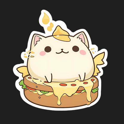 Cat Burger UV Sticker - Adorable Food-Themed - Heat Press Transfer