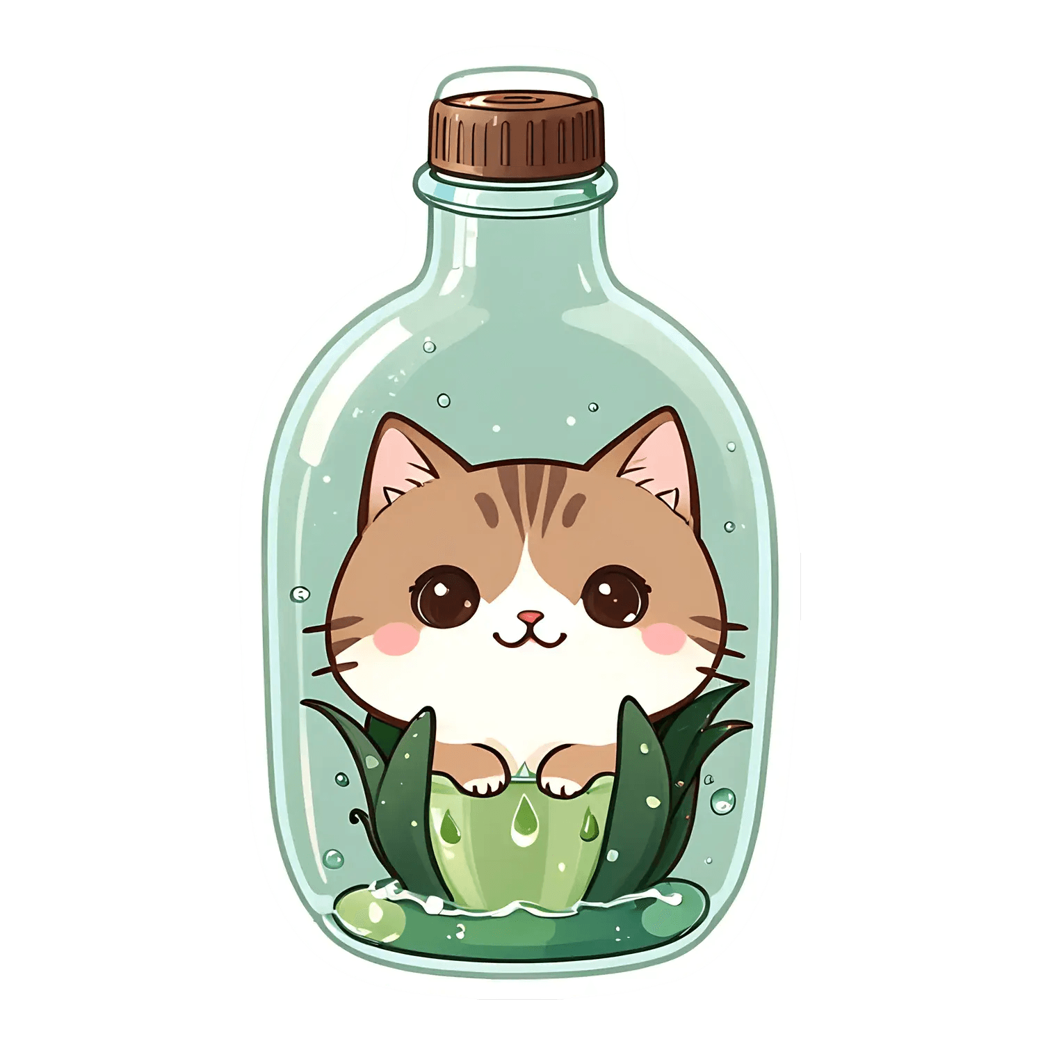 Cat in Jar - Cute Sticker - Heat Press Transfer