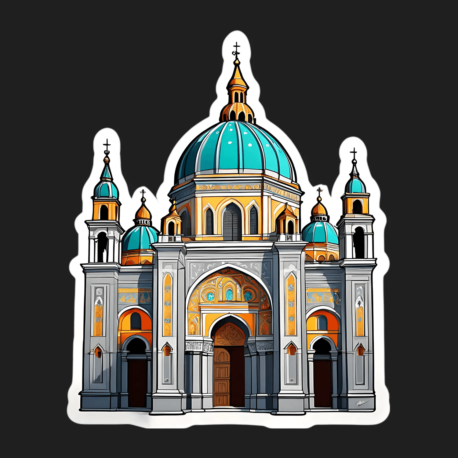 Cathedral Dome Sticker - UV DTF Architectural Art - Heat Press Transfer