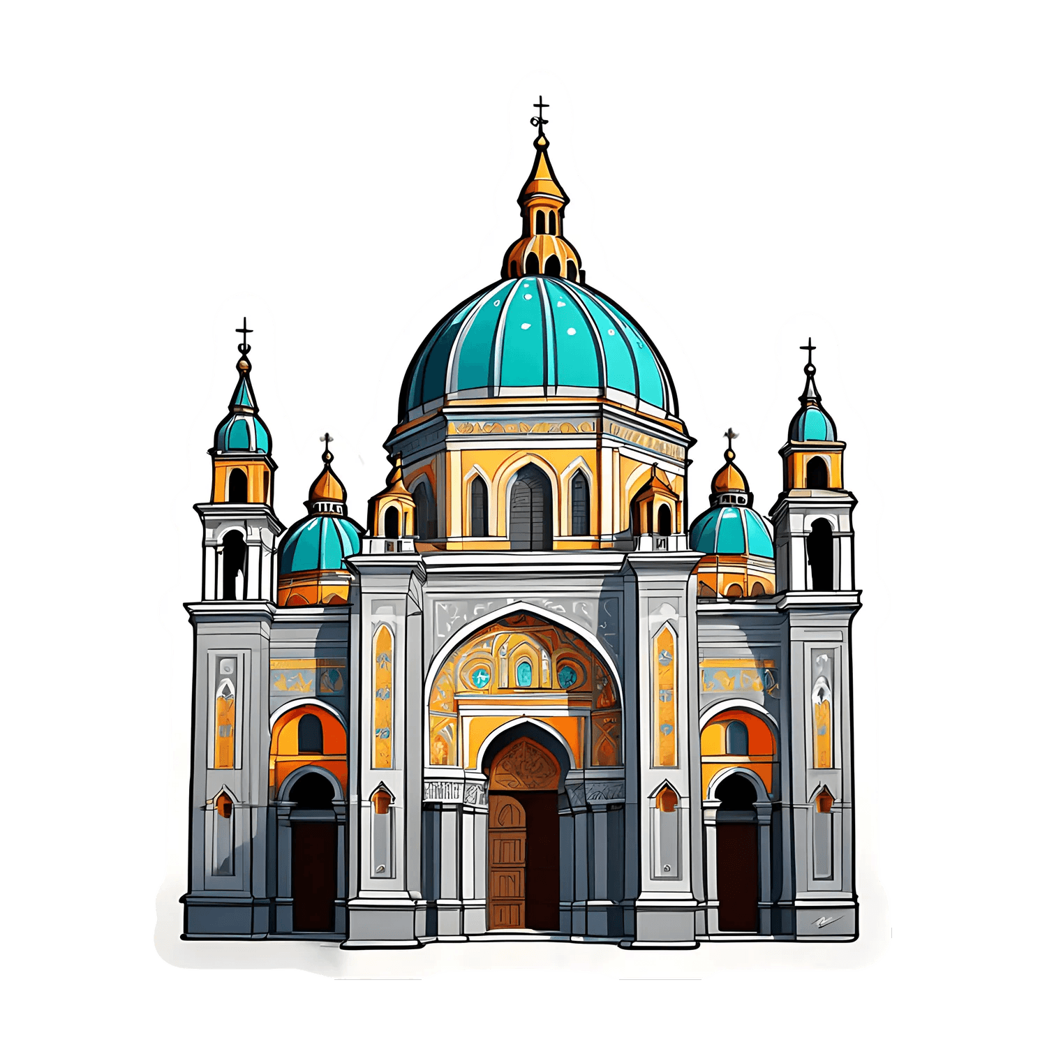 Cathedral Dome Sticker - UV DTF Architectural Art - Heat Press Transfer