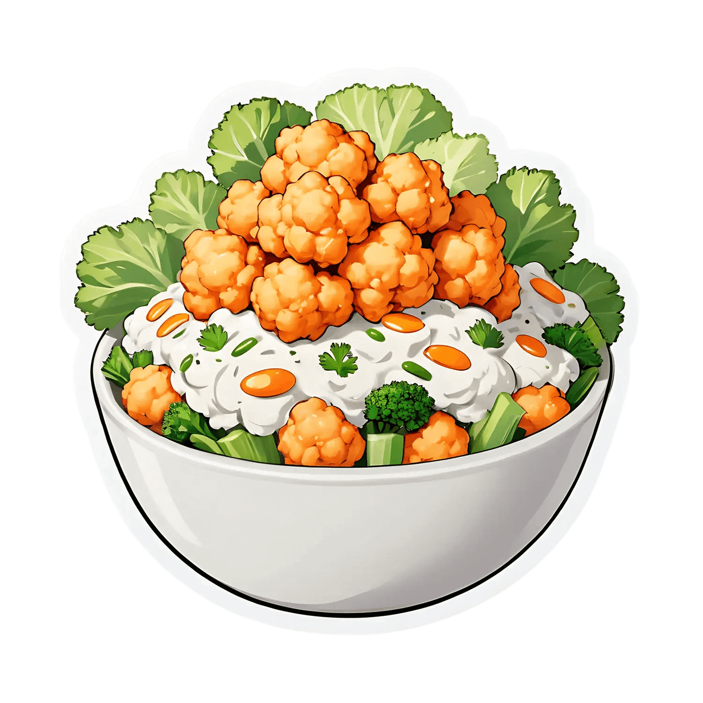 Cauliflower Bowl Sticker - Fresh and Healthy - Heat Press Transfer