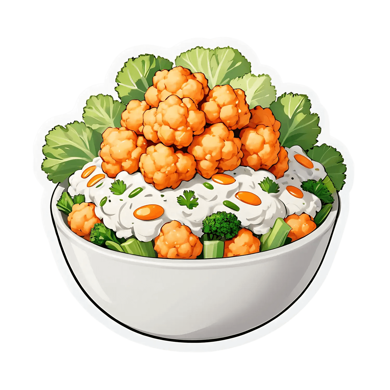 Cauliflower Bowl Sticker - Fresh and Healthy - Heat Press Transfer