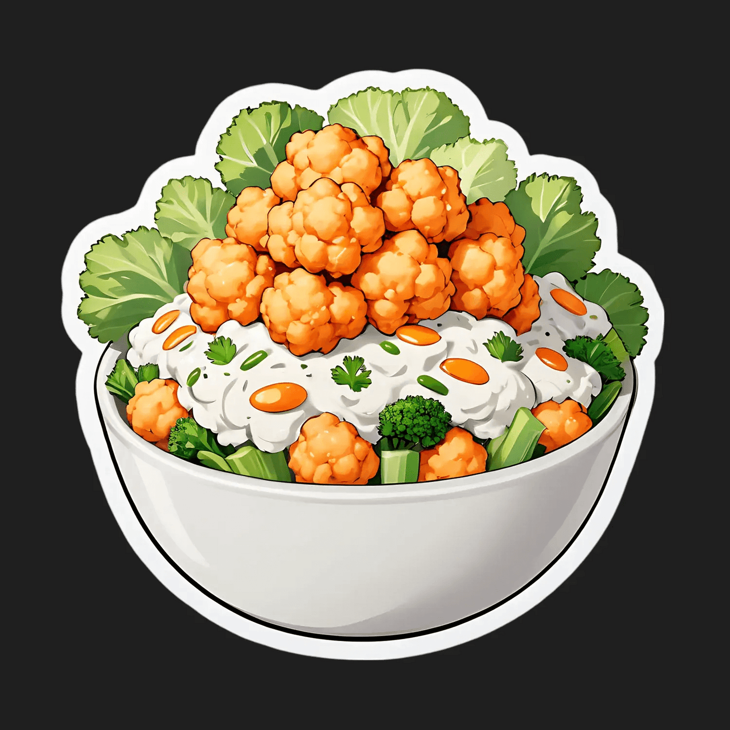 Cauliflower Bowl Sticker - Fresh and Healthy - Heat Press Transfer
