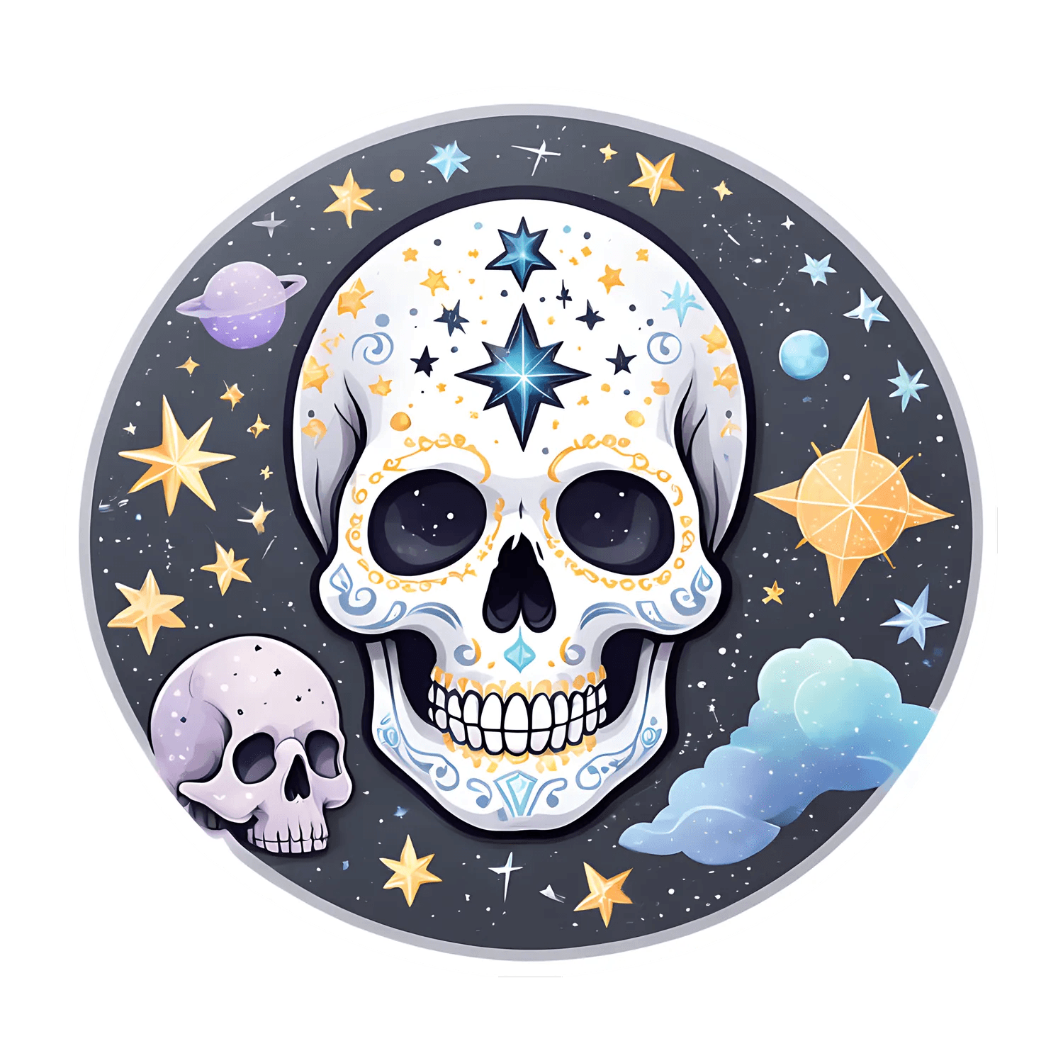 Celestial Skull - UV DTF Sticker - Heat Press Transfer