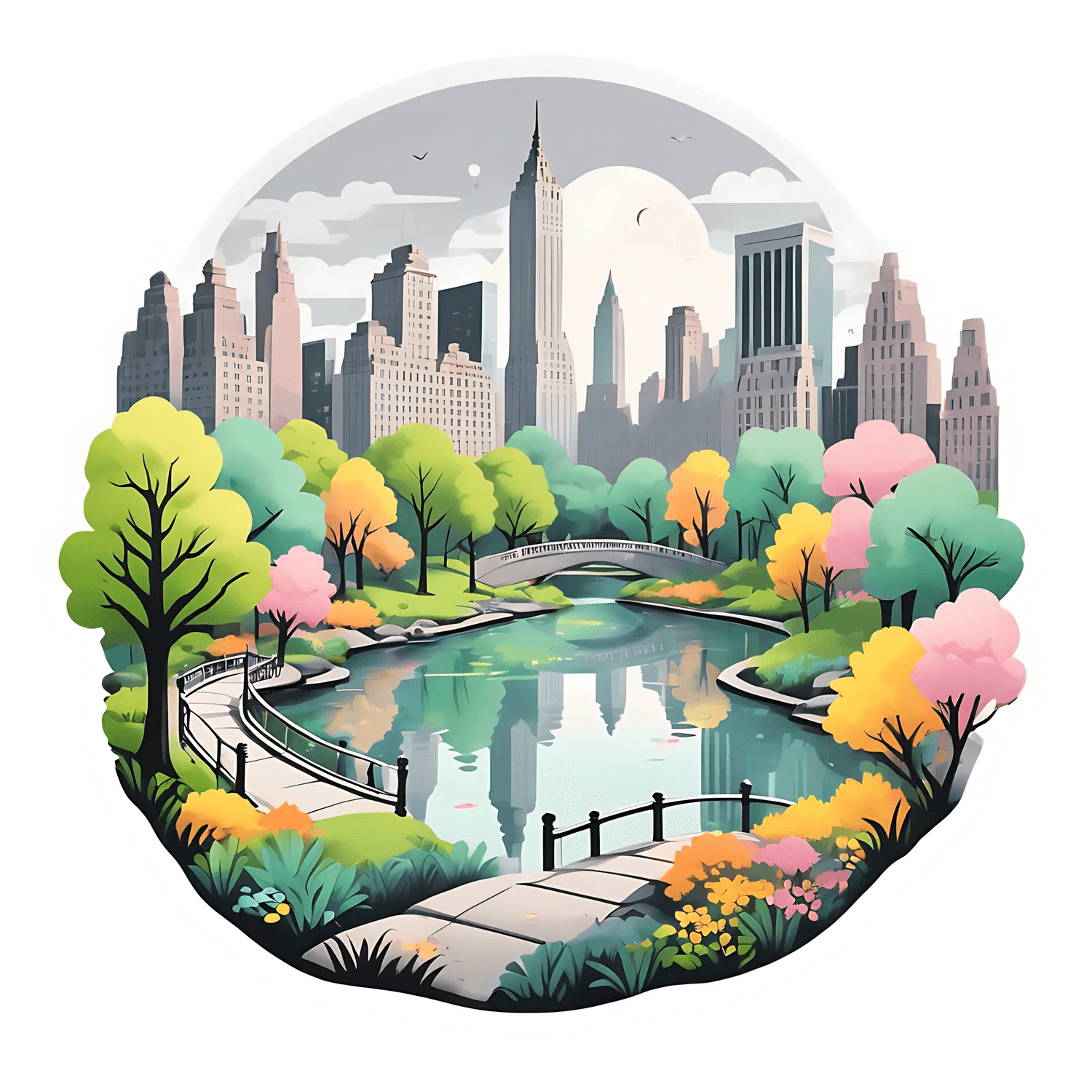 Central Park Scenery - Sticker - Heat Press Transfer
