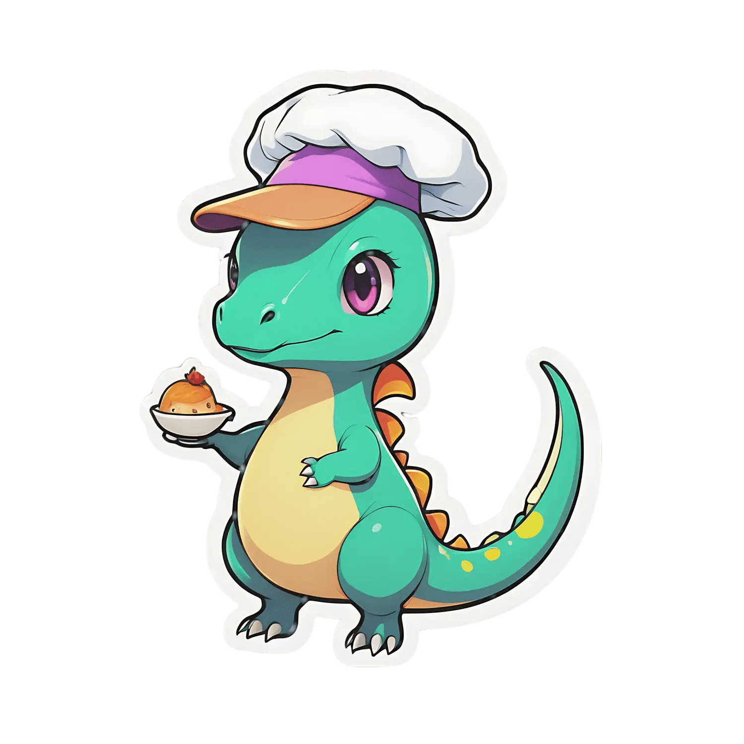 Chef Dino Sticker - Adorable Dinosaur Decoration - Heat Press Transfer
