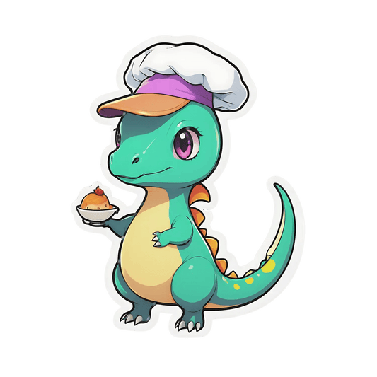 Chef Dino Sticker - Adorable Dinosaur Decoration - Heat Press Transfer