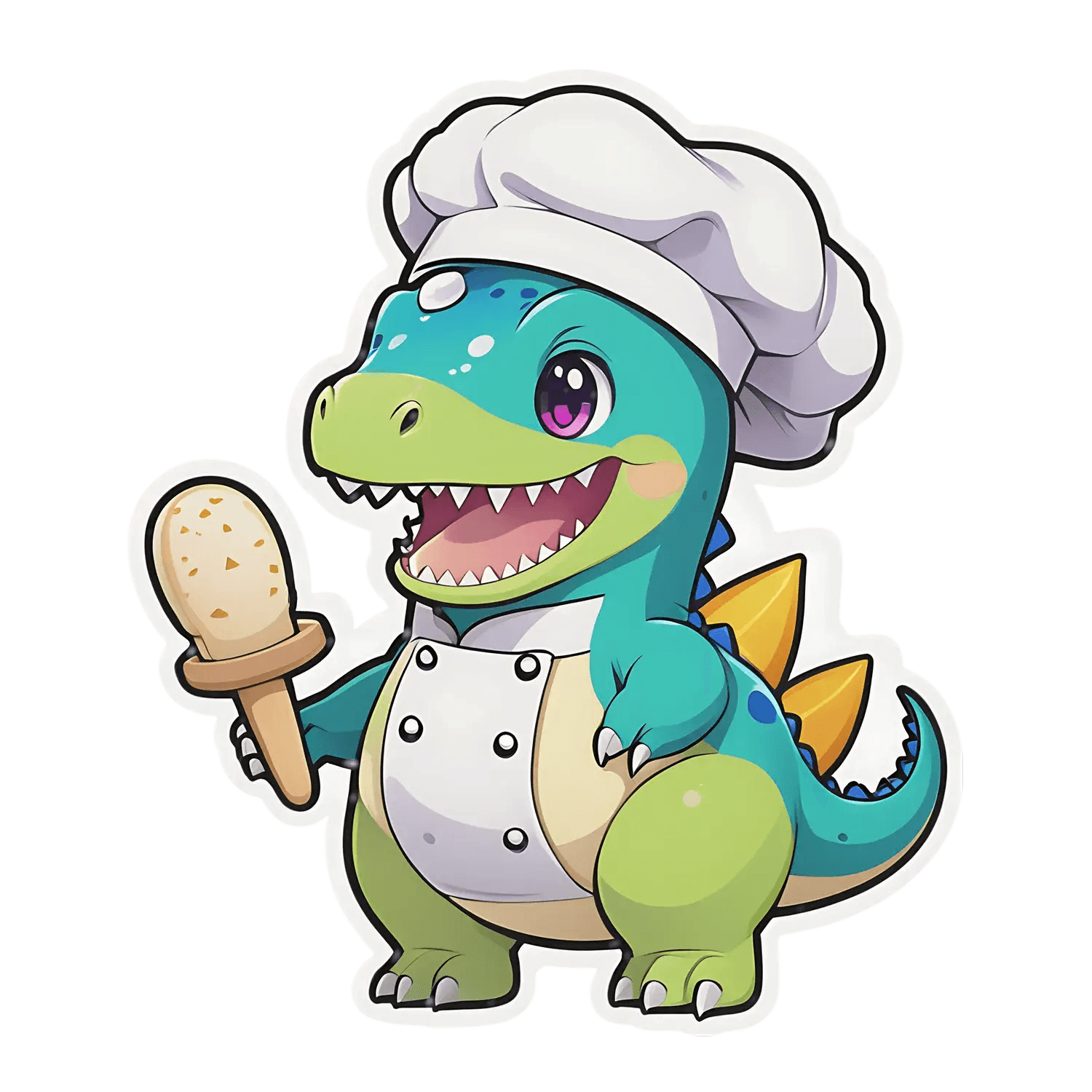 Chef Dinosaur Sticker - Cute Baker Design - Heat Press Transfer