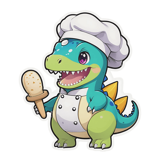 Chef Dinosaur Sticker - Cute Baker Design - Heat Press Transfer