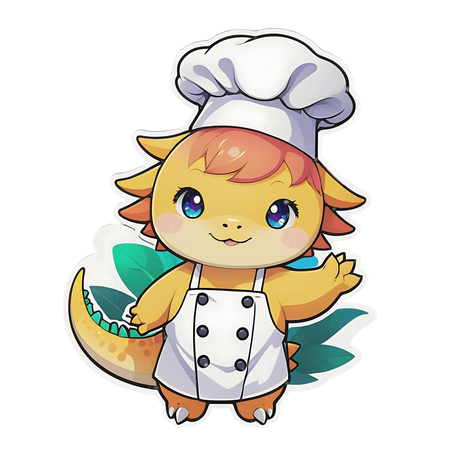 Chef Dinosaur Sticker - Cute Cooking Theme - Heat Press Transfer