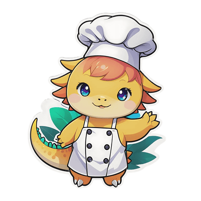 Chef Dinosaur Sticker - Cute Cooking Theme - Heat Press Transfer