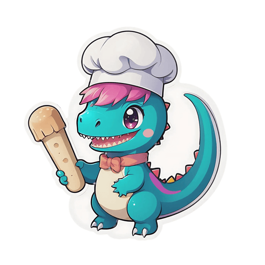 Chef Dinosaur Sticker - Cute & Playful - Heat Press Transfer