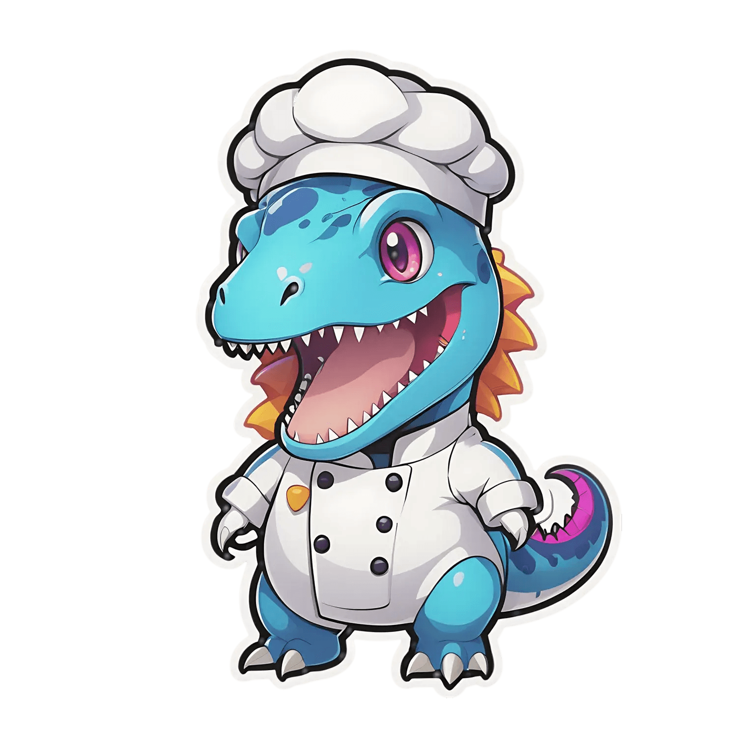 Chef Dinosaur - Sticker for Culinary Fun - Heat Press Transfer