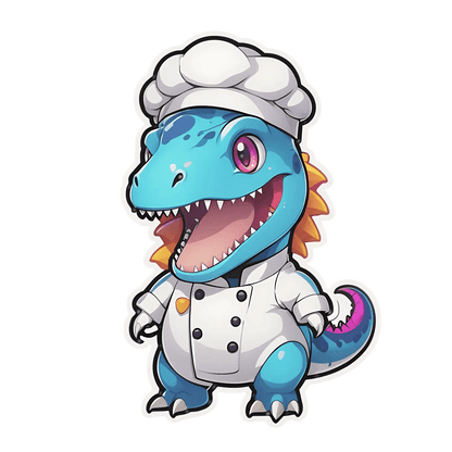 Chef Dinosaur - Sticker for Culinary Fun - Heat Press Transfer