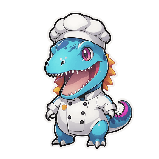Chef Dinosaur - Sticker for Culinary Fun - Heat Press Transfer