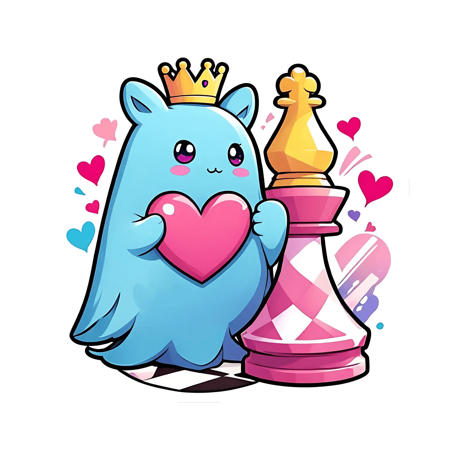 Chess Love - Cute Characters Sticker - Heat Press Transfer