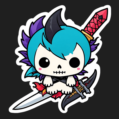 Chibi Warrior - UV DTF Sticker - Heat Press Transfer