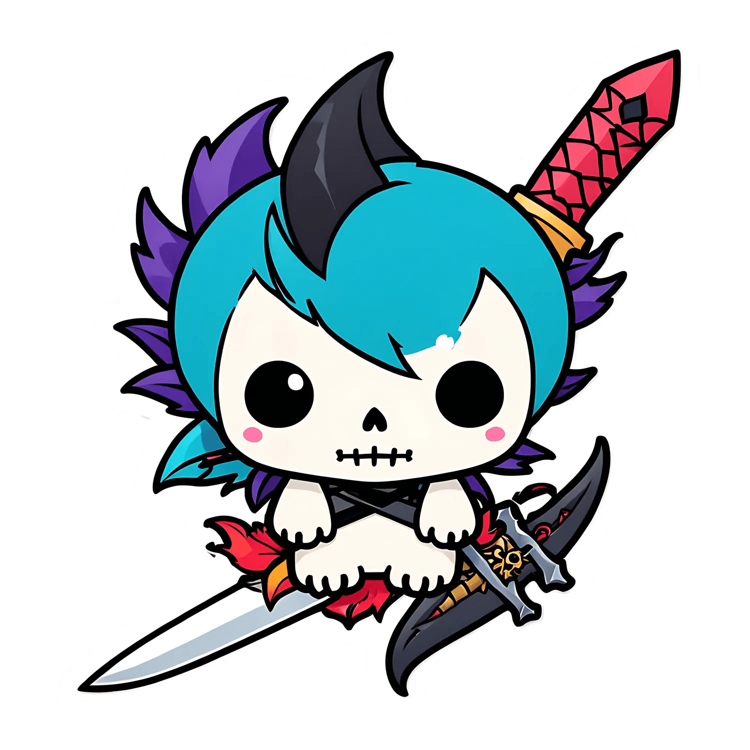 Chibi Warrior - UV DTF Sticker - Heat Press Transfer