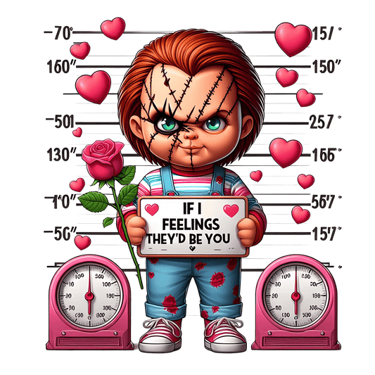 Chucky If I Feelings They'd Be You Valentine's Day Design - DTF Ready To Press - Heat Press Transfer