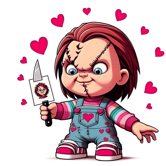 Chucky Valentine's Day Heart Design - DTF Ready To Press - Heat Press Transfer