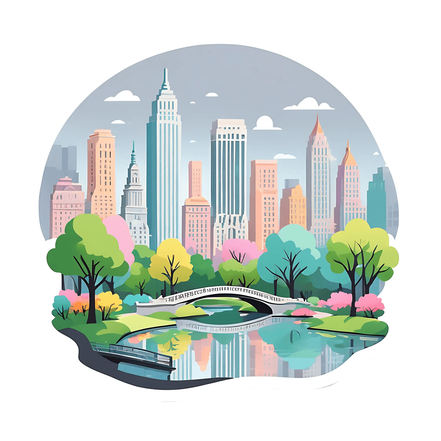 City Skyline Sticker - Vibrant NYC View - Heat Press Transfer