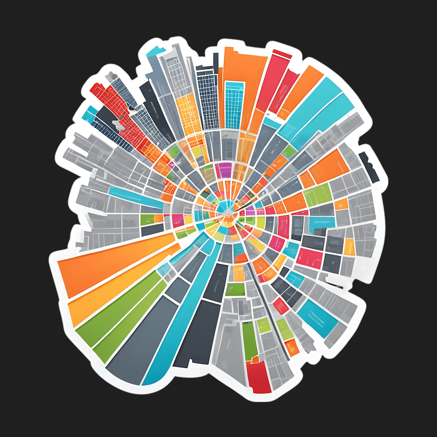 Cityscape Circle - UV DTF Sticker - Heat Press Transfer