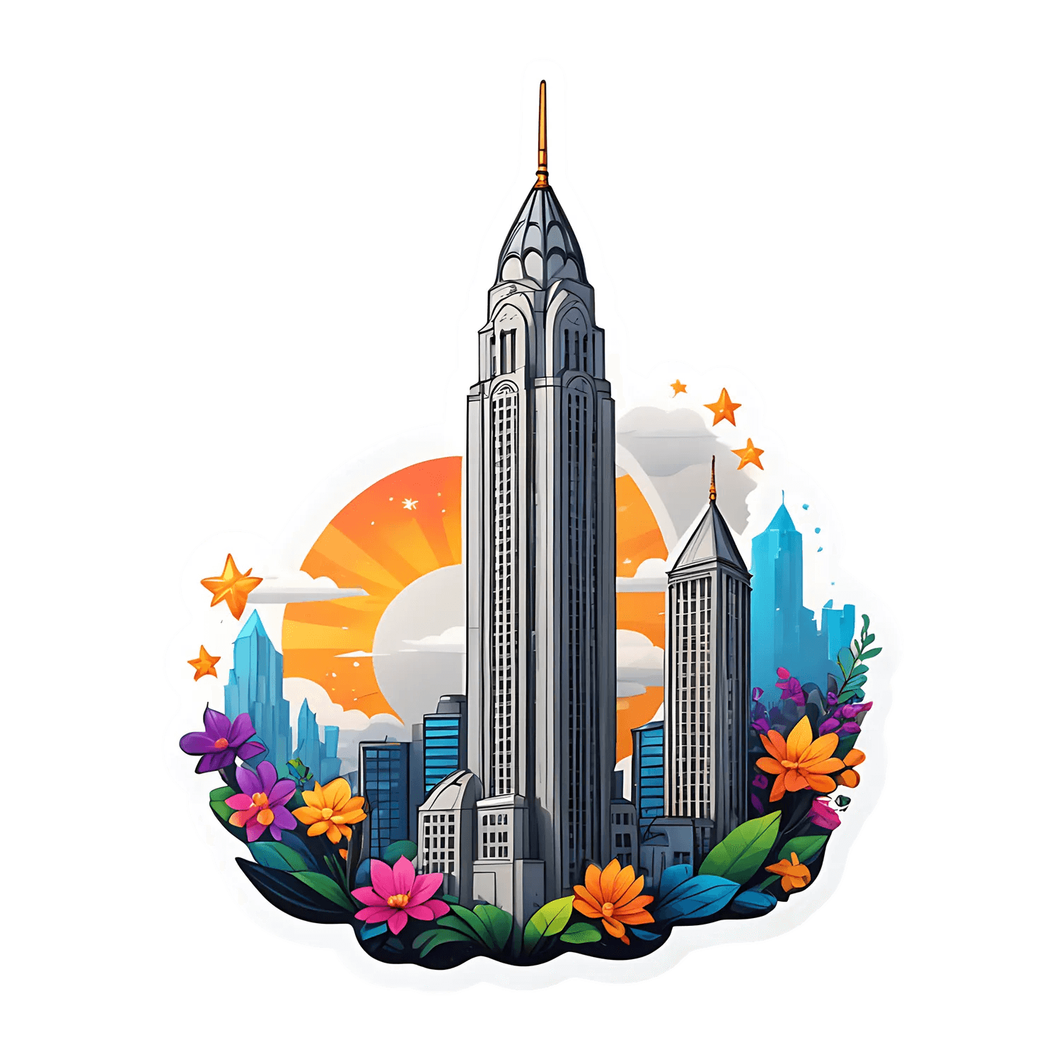 Cityscape Sunset - UV DTF Sticker - Heat Press Transfer