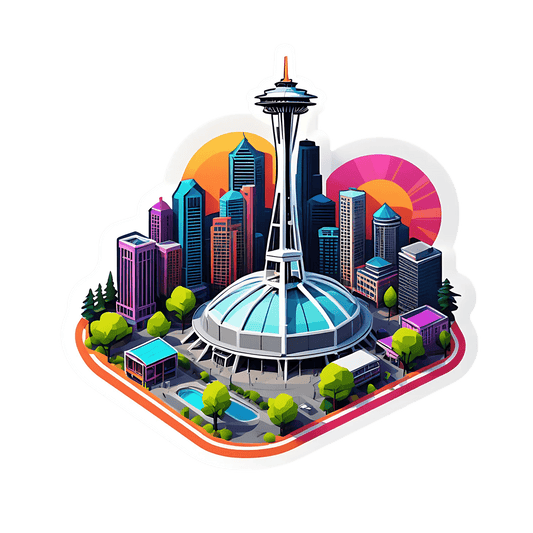 Cityscape UV Sticker - Vibrant Seattle Tourism - Heat Press Transfer