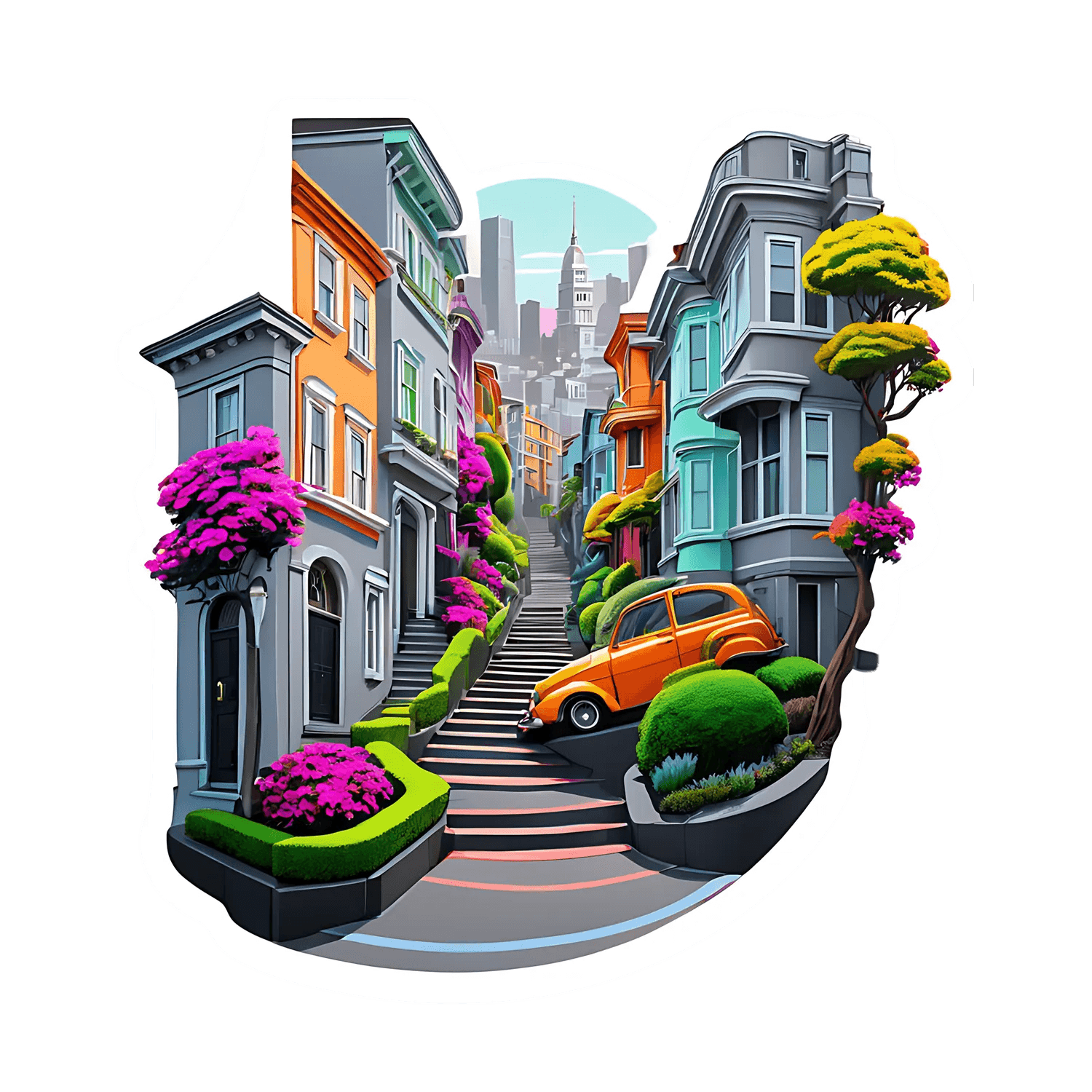 Cityscape Vibes - Colorful Sticker - Heat Press Transfer
