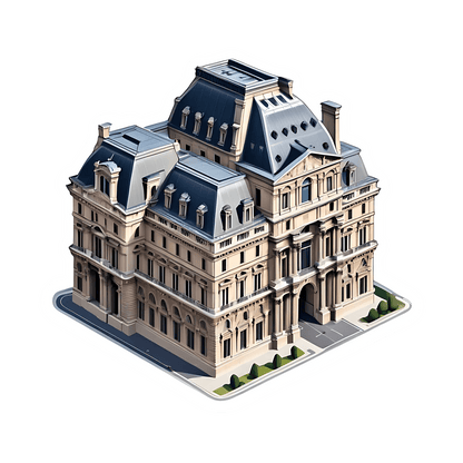 Classic Mansion Sticker - Isometric UV DTF - Heat Press Transfer