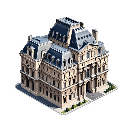 Classic Mansion Sticker - Isometric UV DTF - Heat Press Transfer