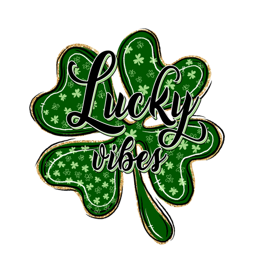 Clover Lucky Vibes Saint Patricks Day Cheetah Design - DTF Ready To Press - Heat Press Transfer
