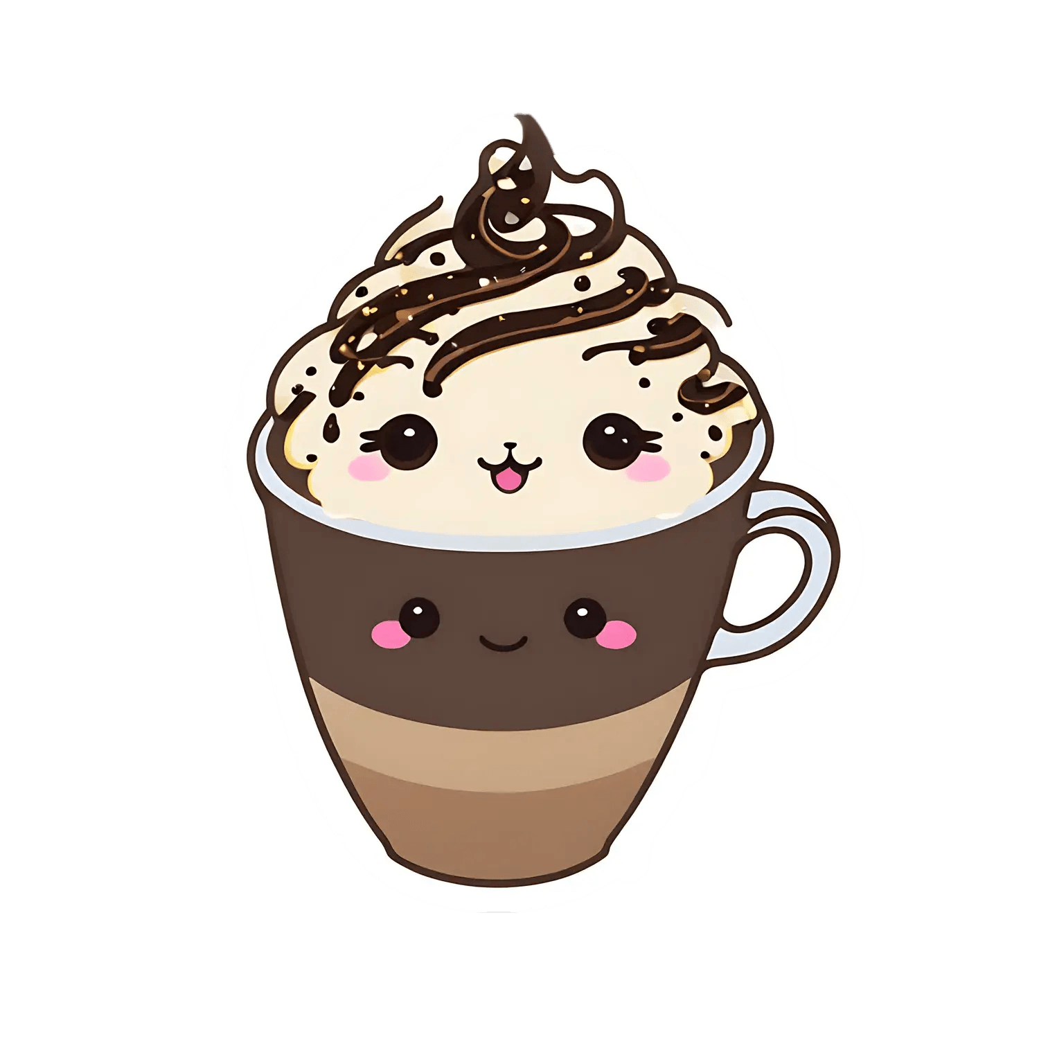 Coffee Cup Sticker - Adorable Kawaii Design - Heat Press Transfer