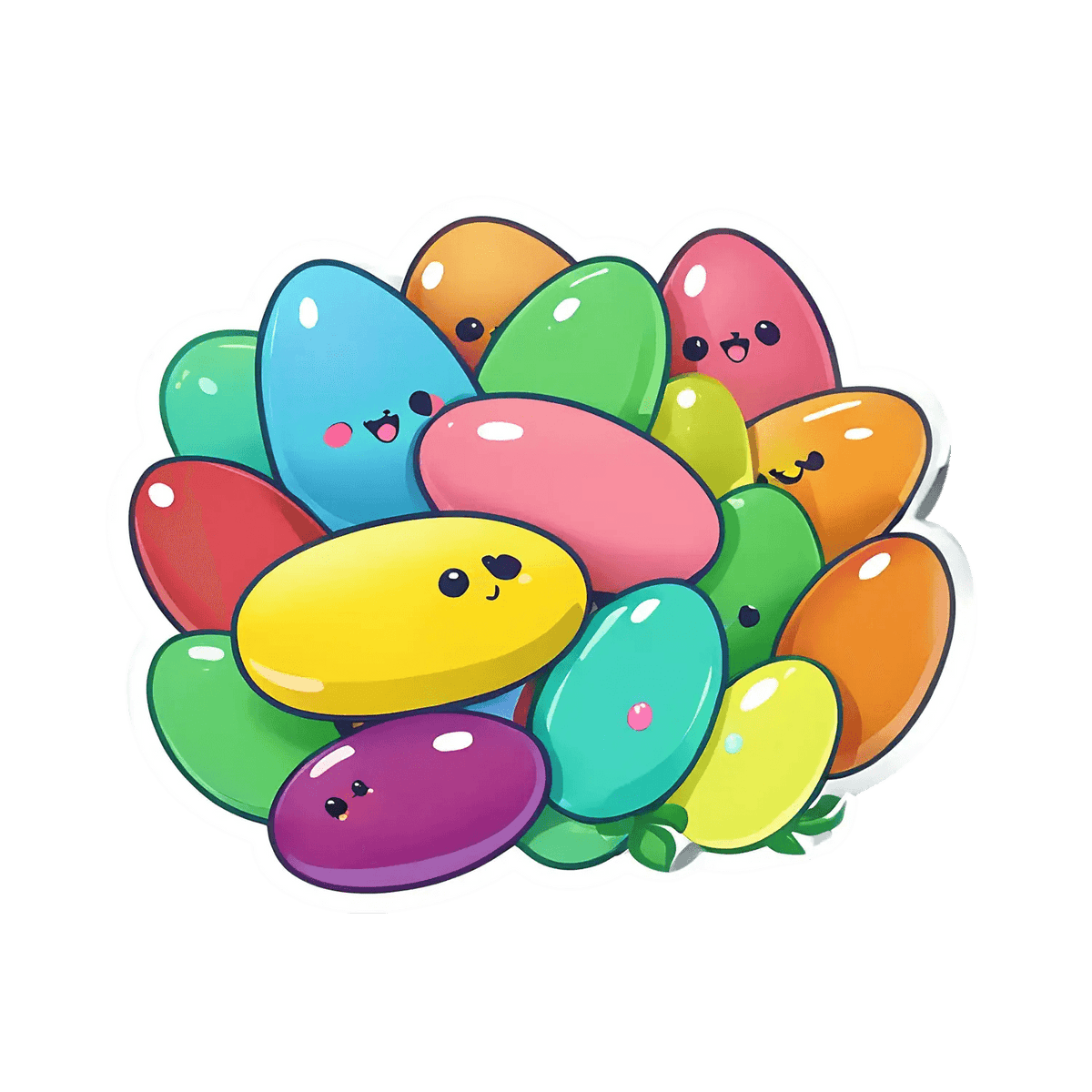 Bean Sticker Colorful Beans - Cute Sticker – Heat Press Transfer