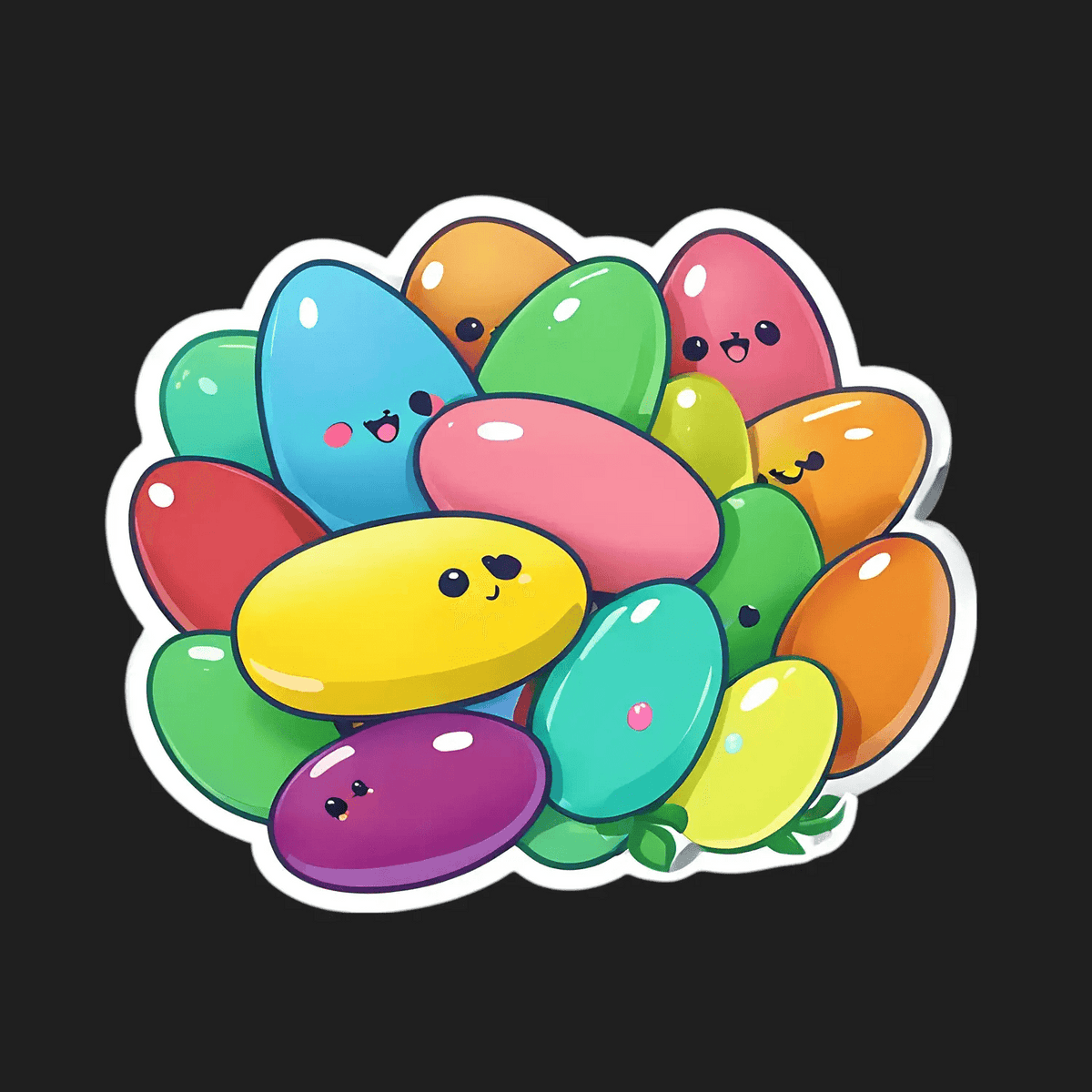 Purple Beans Sticker Colorful Beans - Cute Sticker – Heat Press Transfer