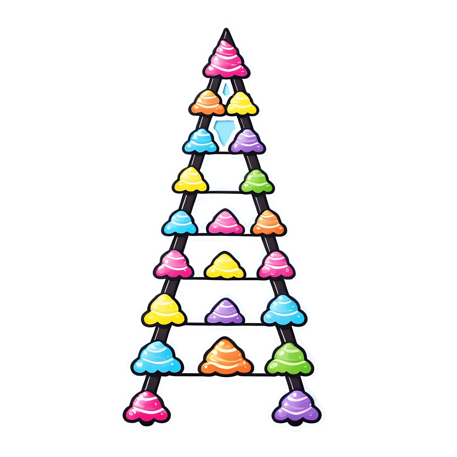 Colorful Cone Pyramid - UV DTF Sticker - Heat Press Transfer