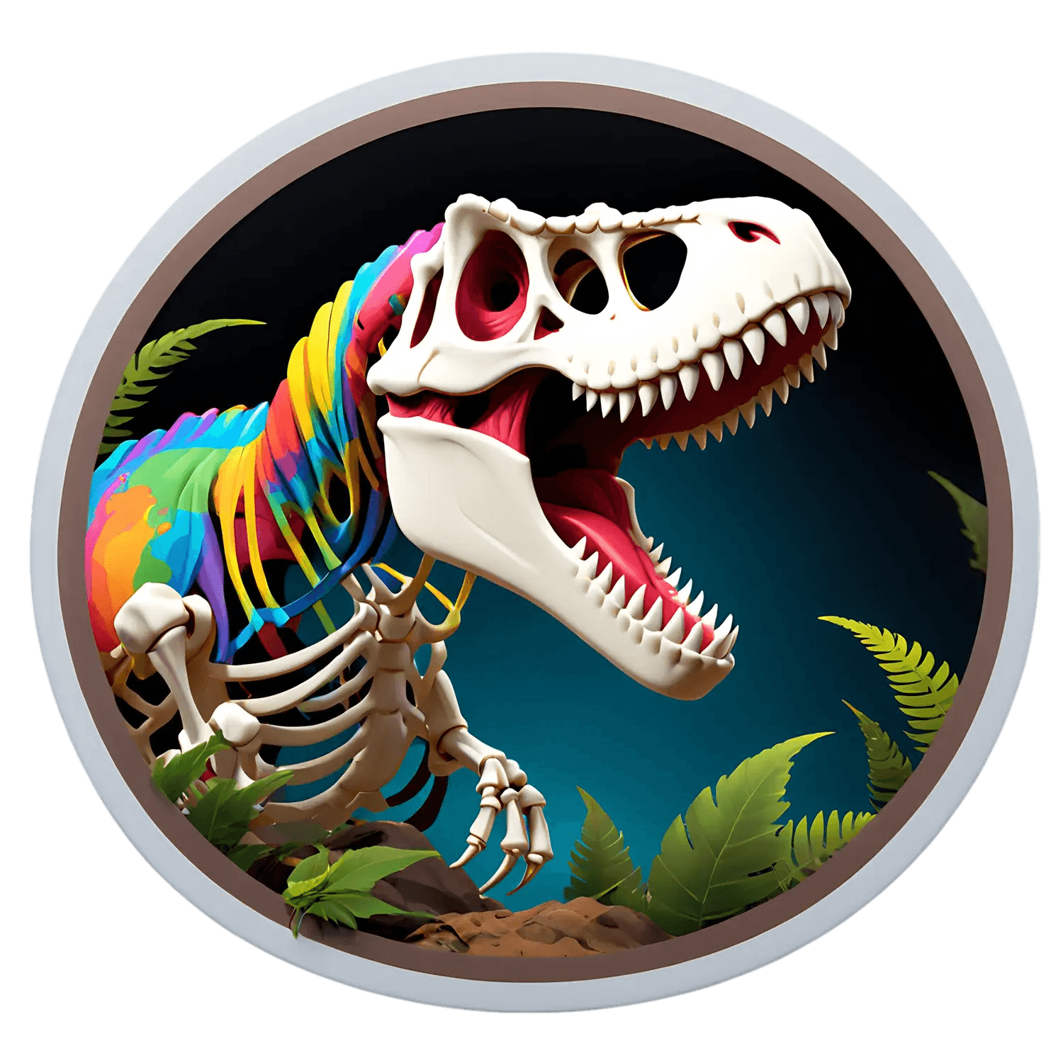 Colorful Dinosaur Skeleton - Sticker - Heat Press Transfer