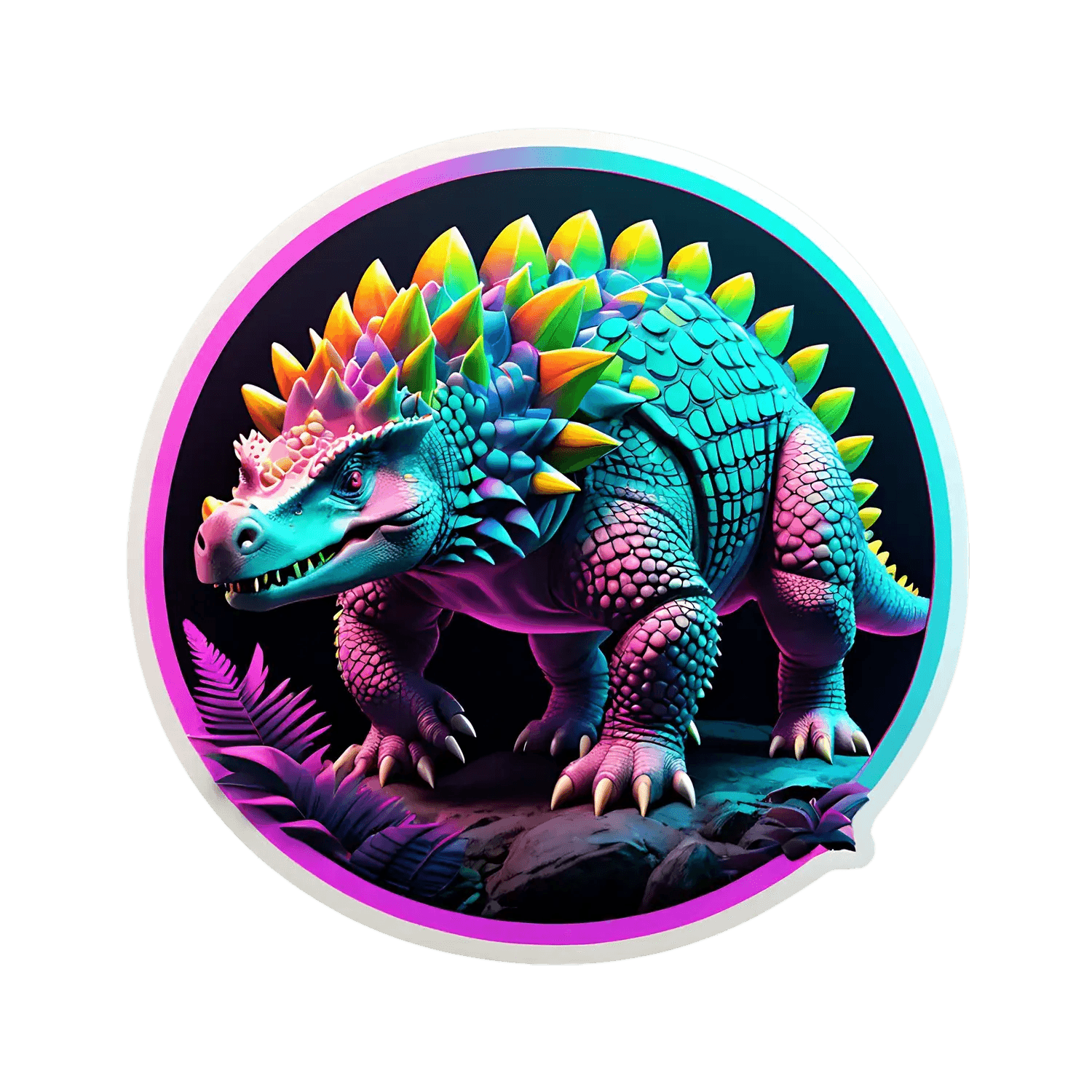 Colorful Dinosaur Sticker - UV Decor - Heat Press Transfer