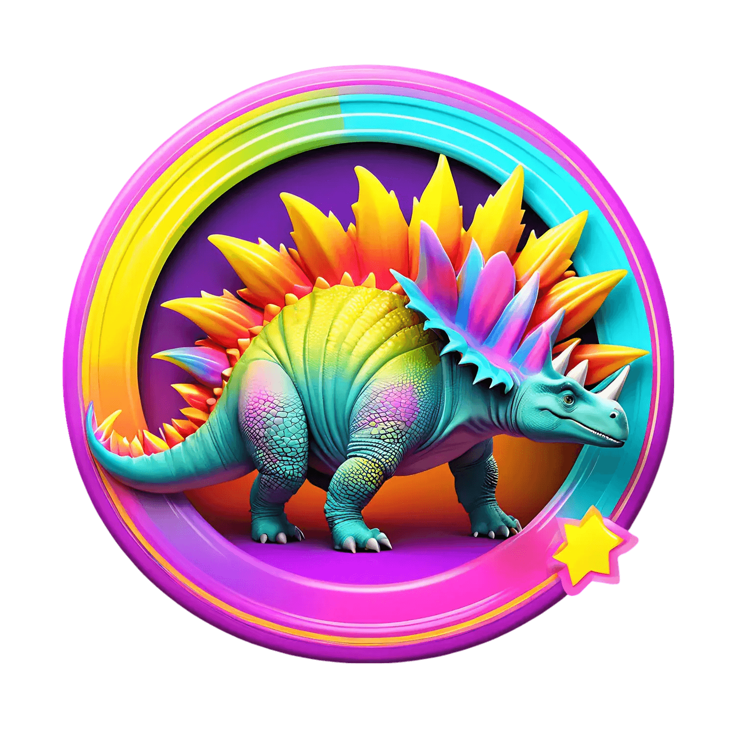 Colorful Dinosaur Sticker - Vibrant Graphics - Heat Press Transfer