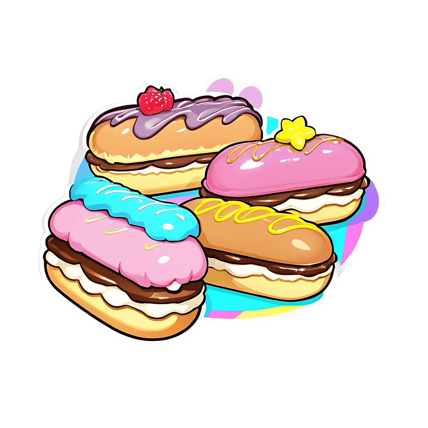 Colorful Eclair Sticker - UV DTF Decor - Heat Press Transfer
