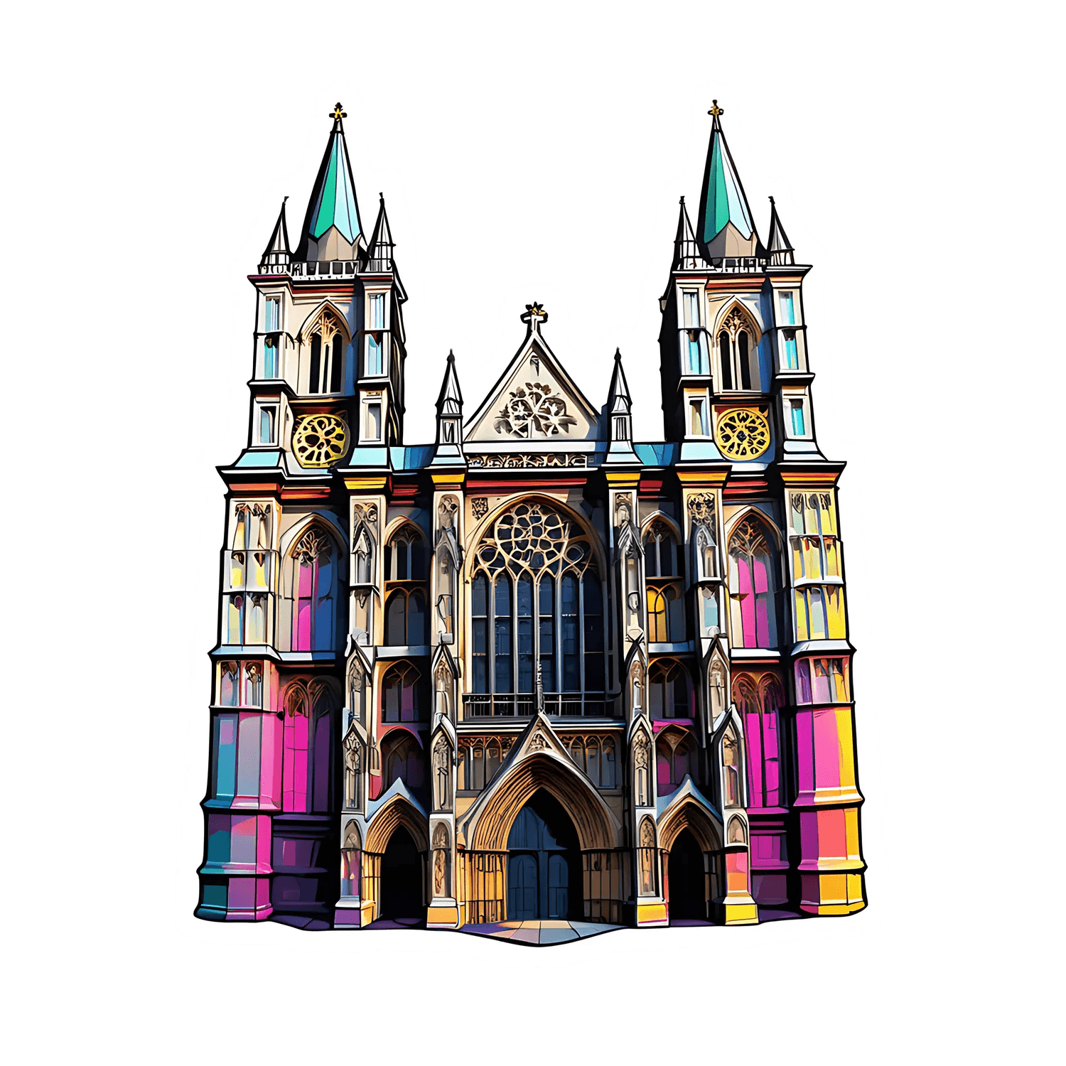 Colorful Cathedral Sticker - UV DTF - Heat Press Transfer