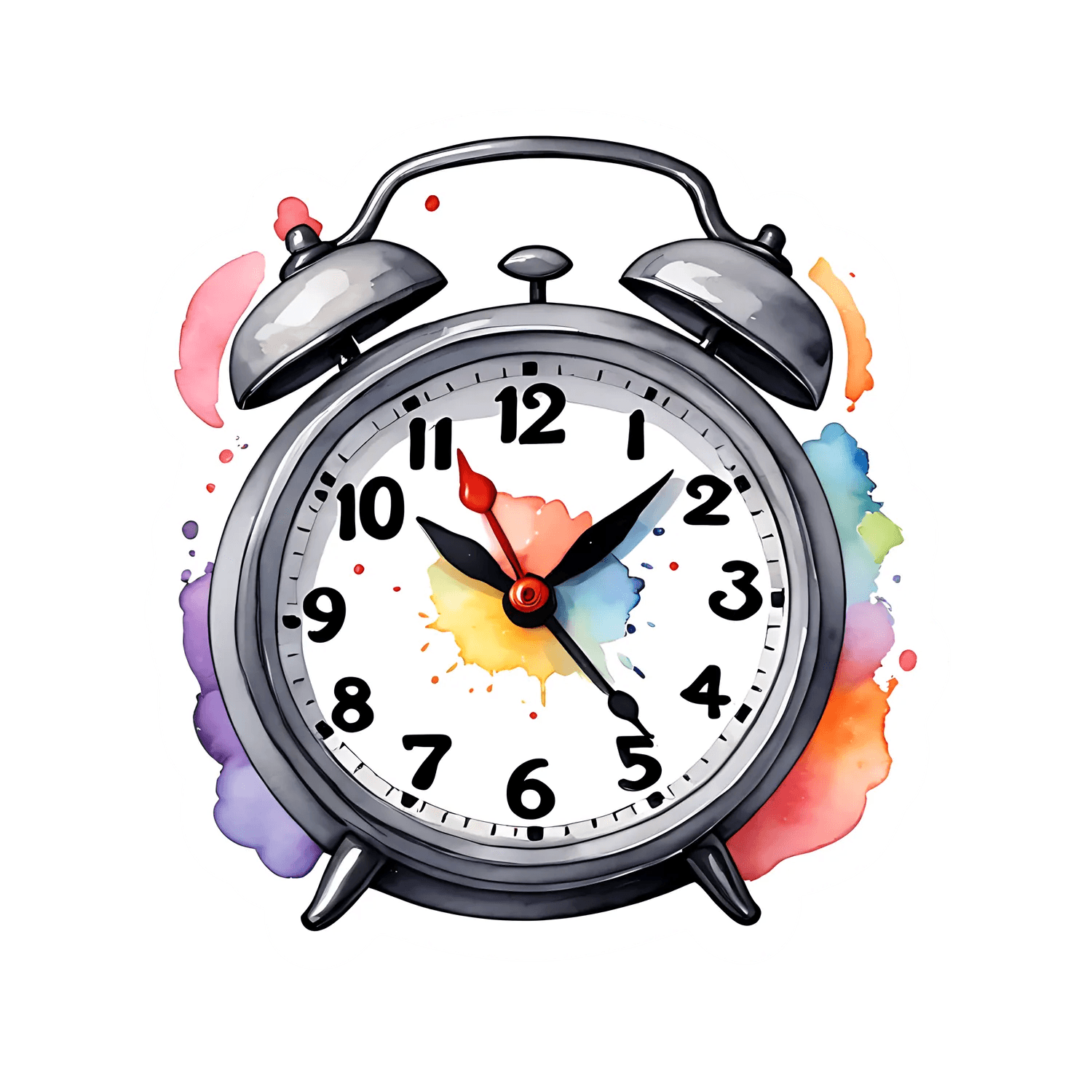 Colorful Clock Sticker - Artsy Watercolor Design – Heat Press Transfer