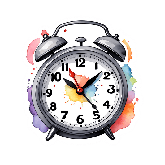 Colorful Clock Sticker - Artsy Watercolor Design - Heat Press Transfer
