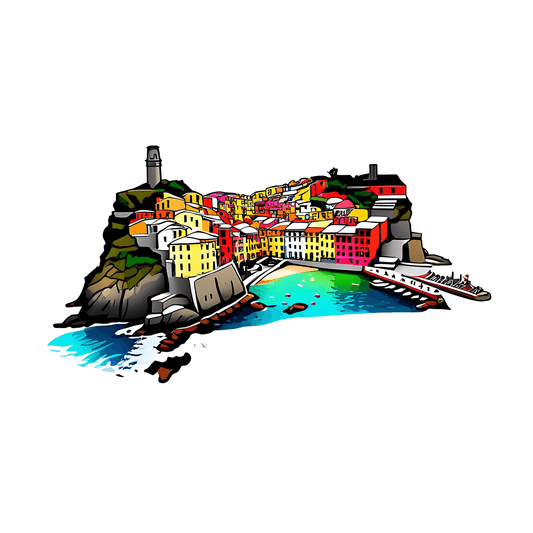Colorful Coastal Town - Sticker - Heat Press Transfer