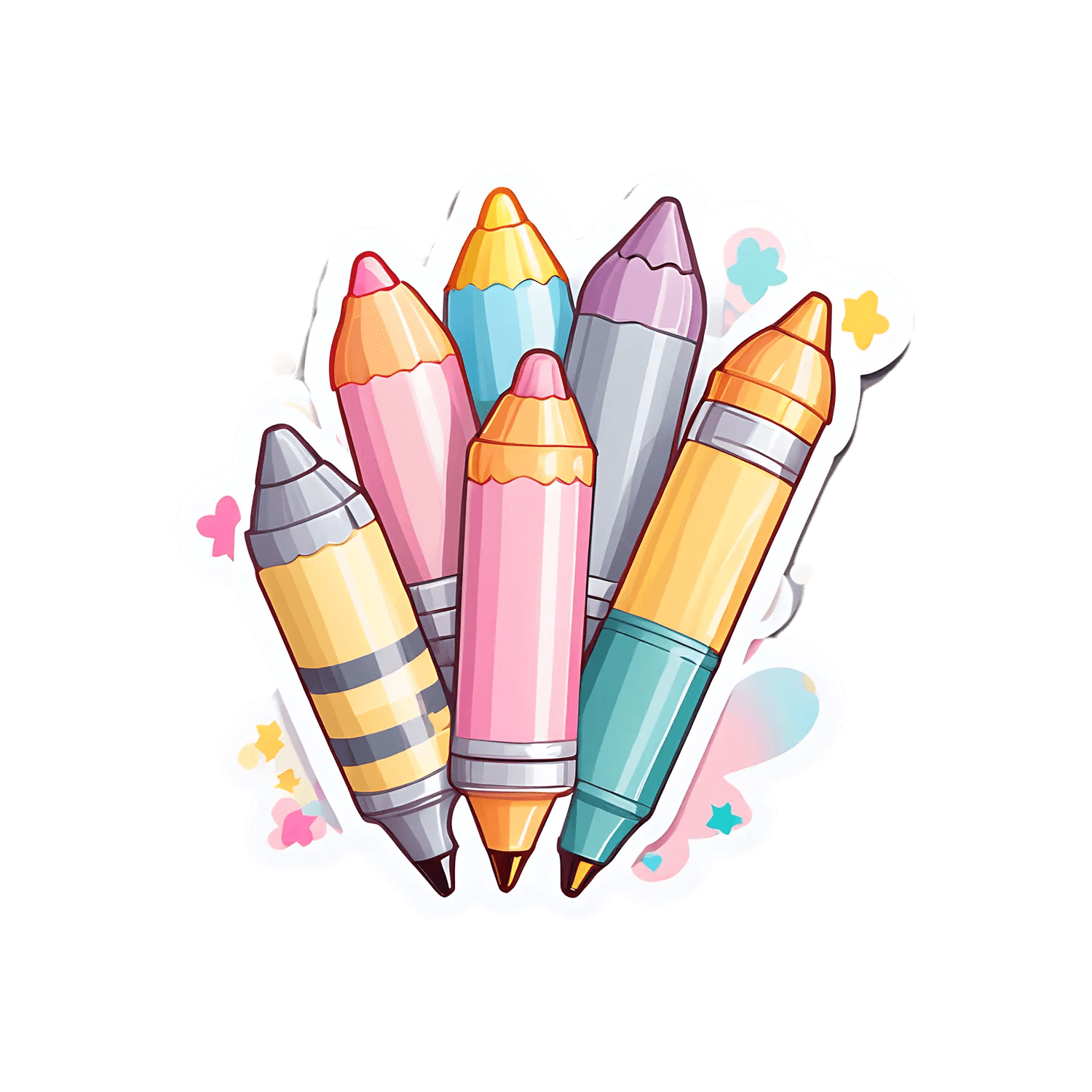 Colorful Crayons - Sticker - Heat Press Transfer