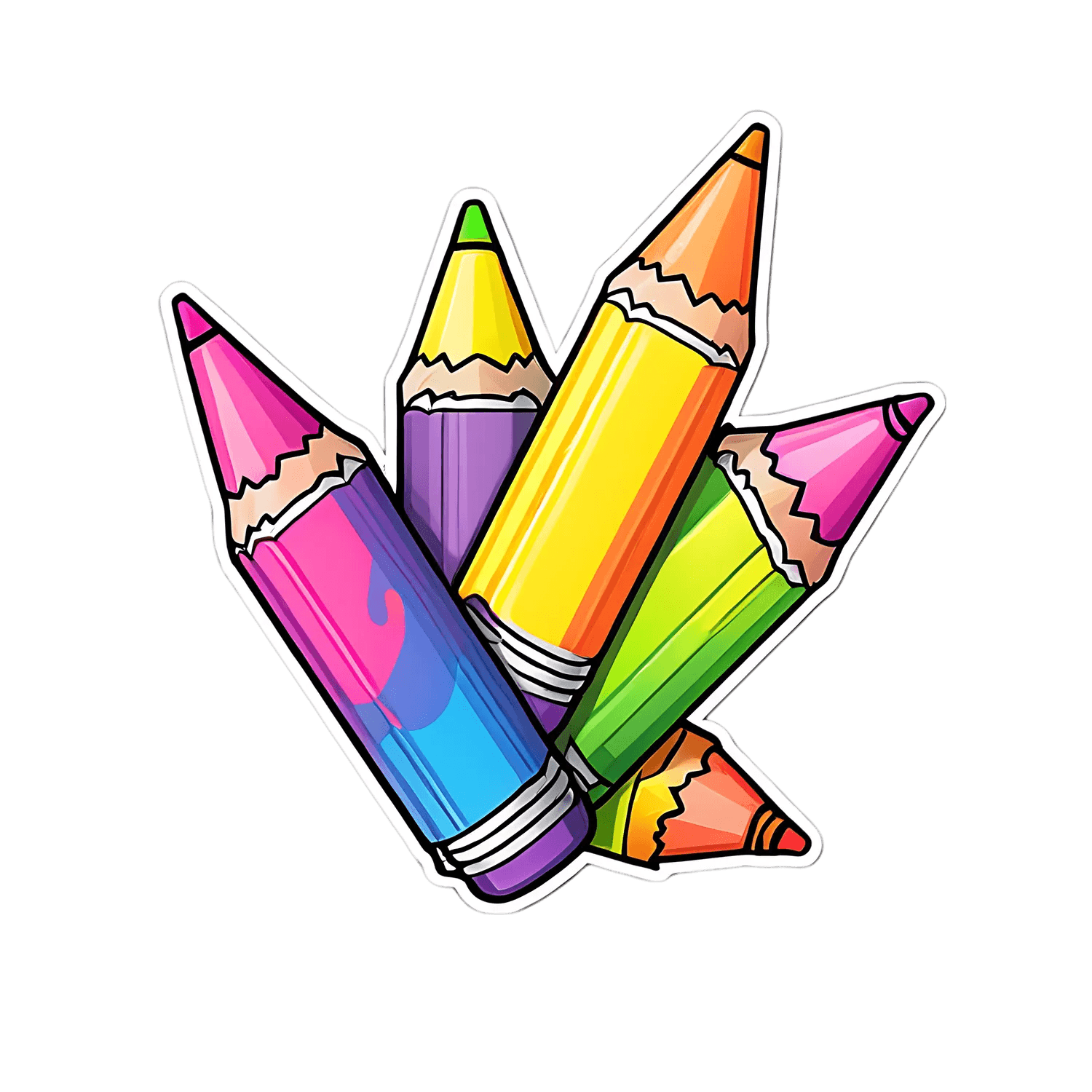Colorful Crayons - UV DTF Sticker - Heat Press Transfer