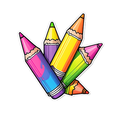 Colorful Crayons - UV DTF Sticker - Heat Press Transfer