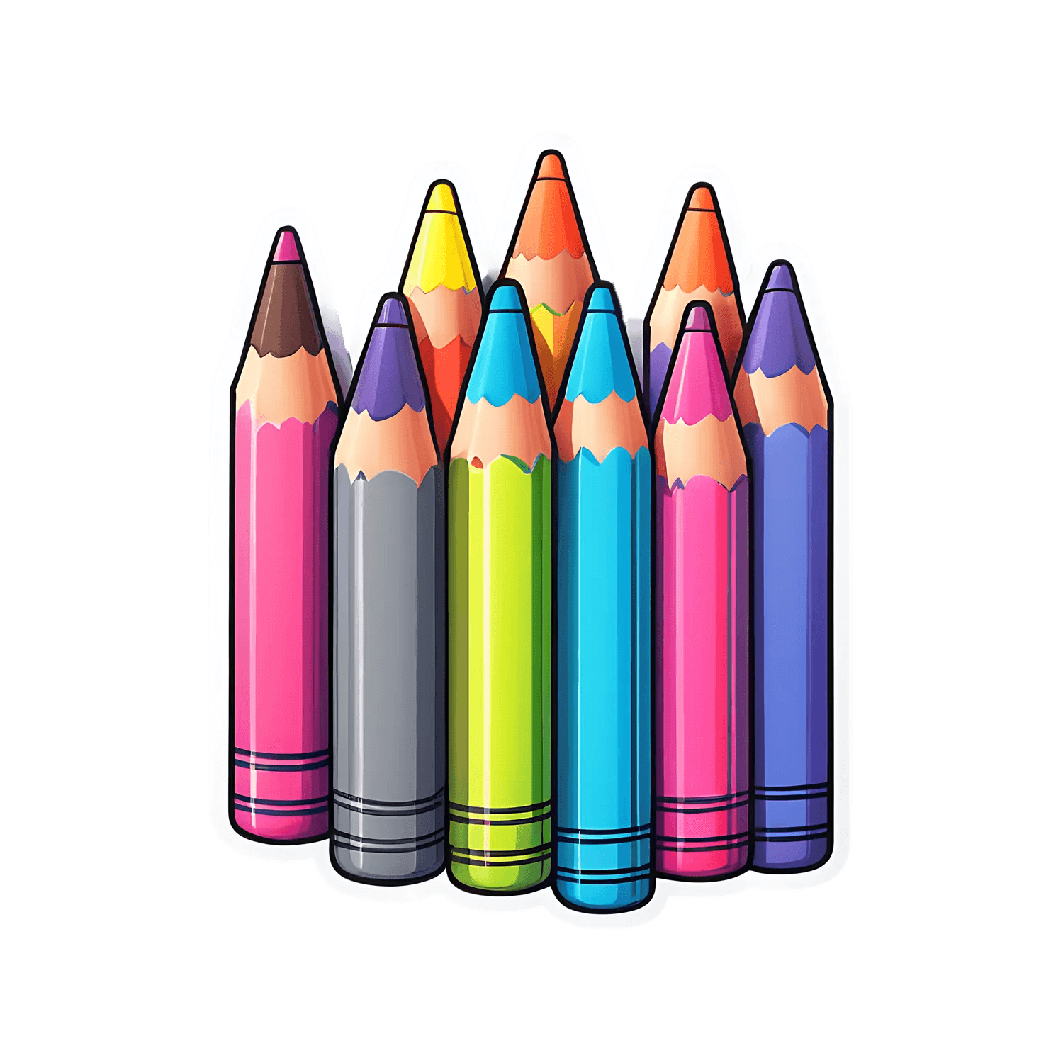 Colorful Crayons - UV DTF Sticker - Heat Press Transfer