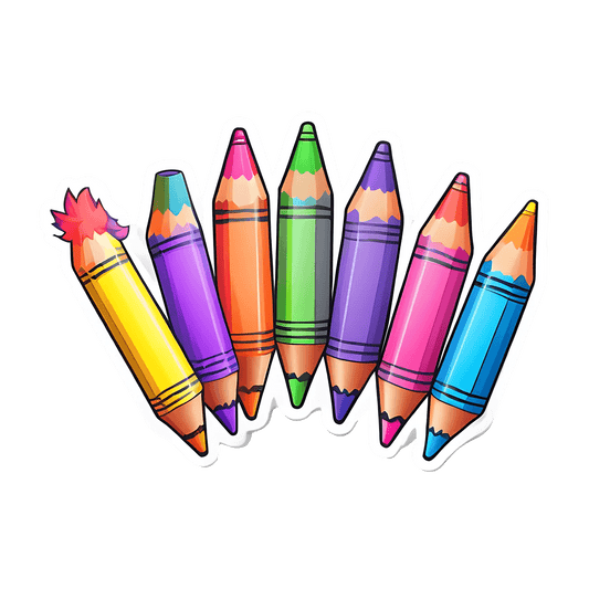 Colorful Crayons Sticker - Fun Art Supplies - Heat Press Transfer