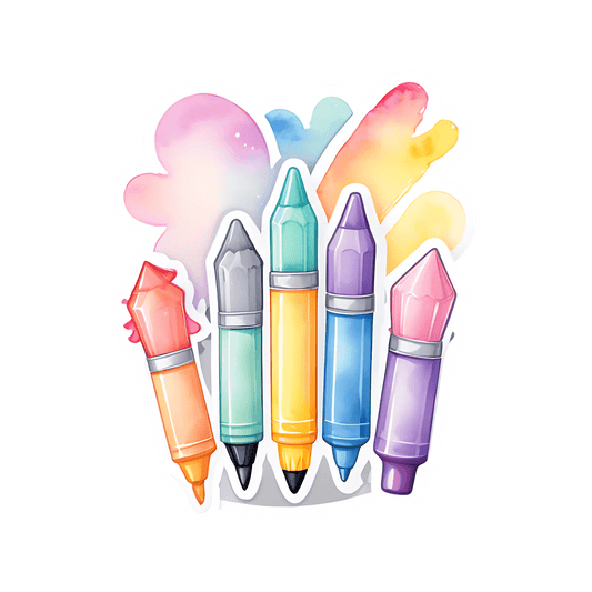 Colorful Crayons Sticker - Vibrant Decoration - Heat Press Transfer